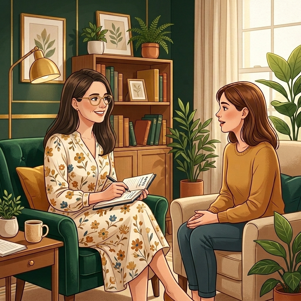 Ilustração representativa de saúde mental e acolhimento